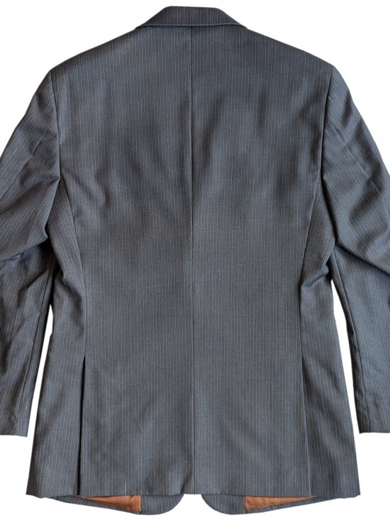 Jos A Bank Slim Fit Suit Gray Pinstripe 100% Wool | 40L Jacket & 34L Pant - Picture 3 of 10